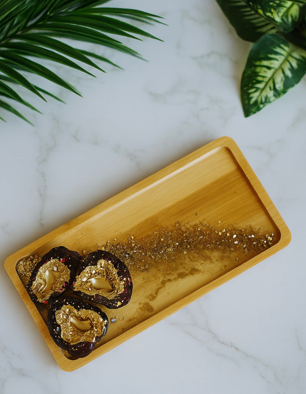 Midnight Gilded Geode Tray