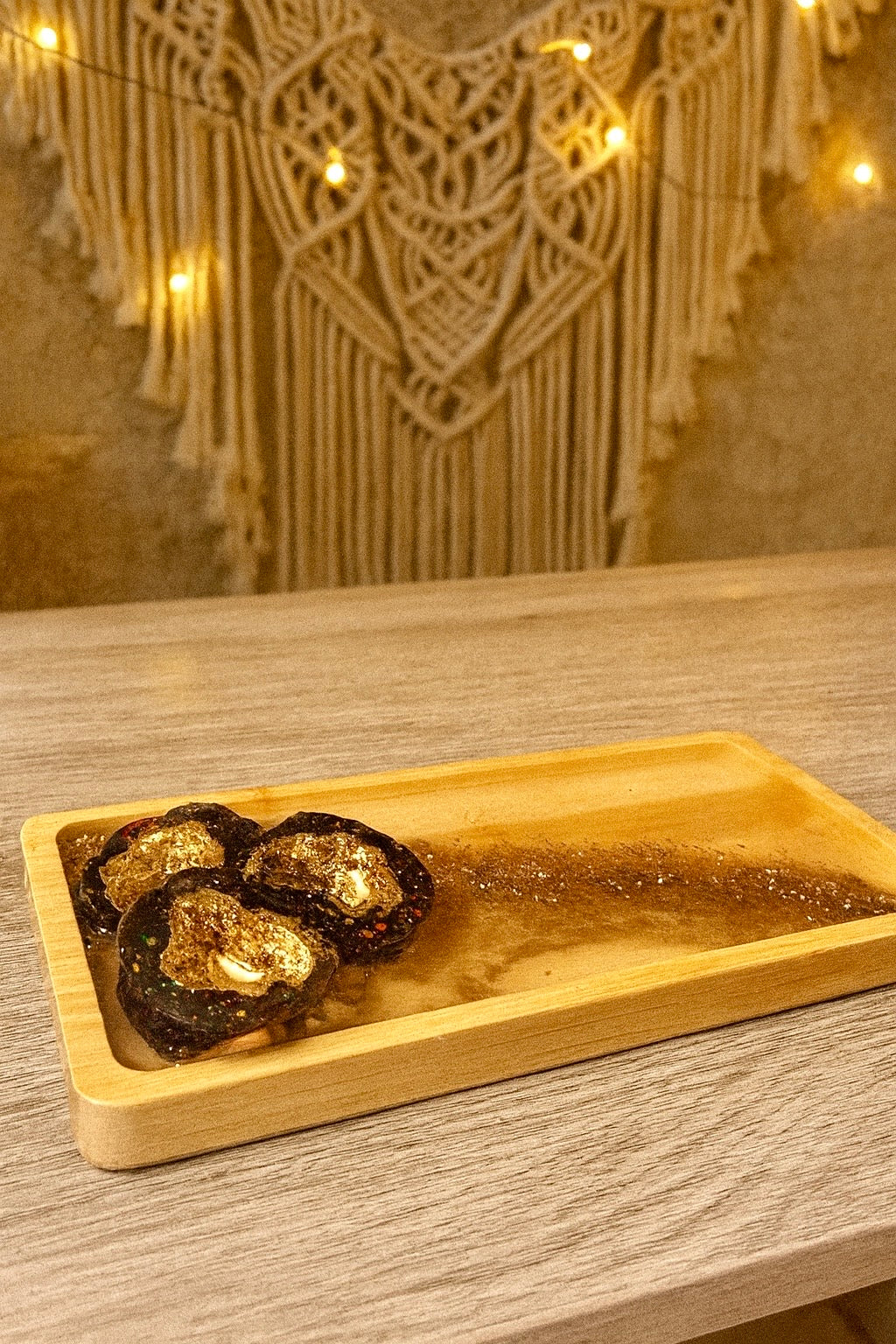 Midnight Gilded Geode Tray
