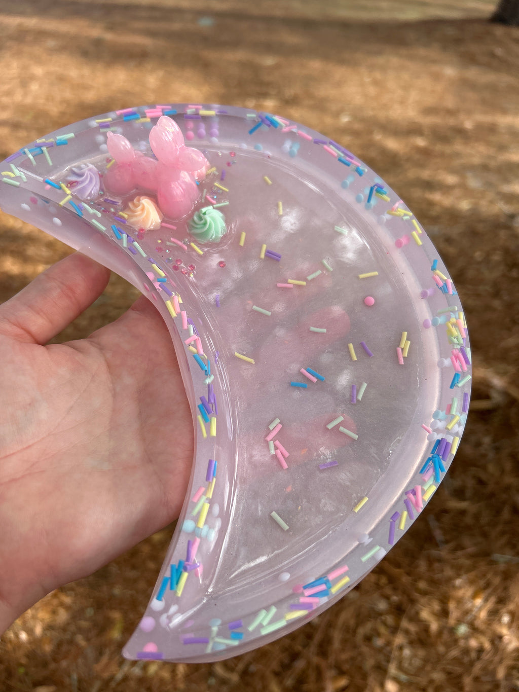 Moon Tray - Pink Kawaii Crescent Moon Resin Tray – Candy Sprinkle Trinket Dish